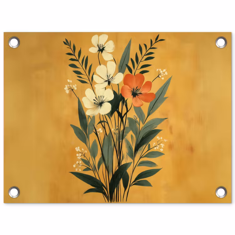 Bladeren - Boeket - Bloemen - Geel tuinposter los doek klein -3d