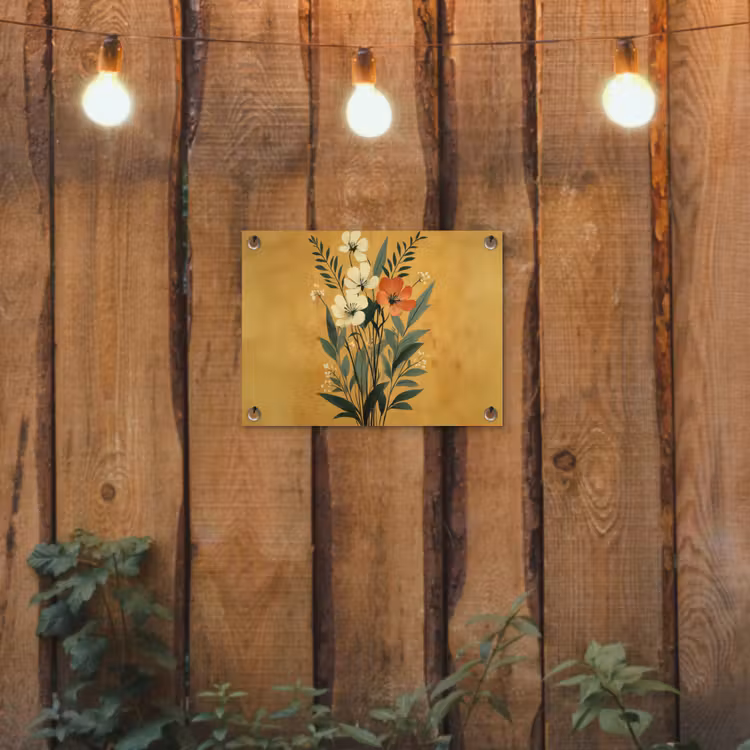 Bladeren - Boeket - Bloemen - Geel tuinposter los doek klein -sfeer1