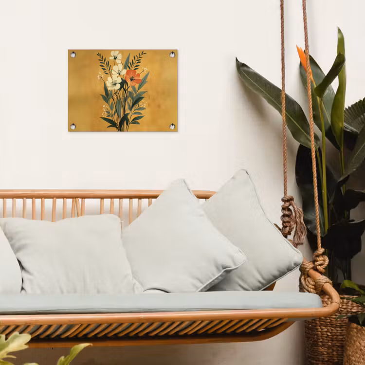 Bladeren - Boeket - Bloemen - Geel tuinposter los doek klein -sfeer7