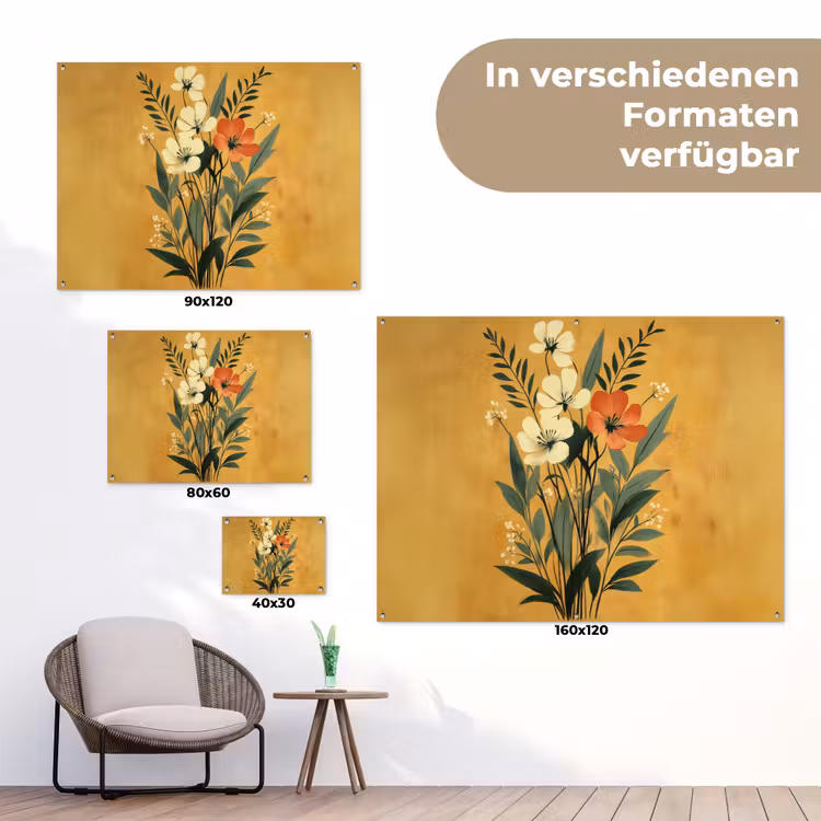 Bladeren - Boeket - Bloemen - Geel tuinposter los doek klein -Xsfeer9_DE