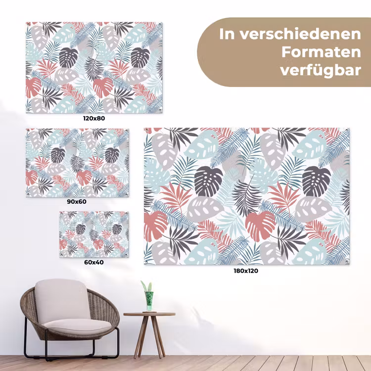 Bladeren - Jungle - Pastel - Tropisch tuinposter los doek klein -Xsfeer9_DE