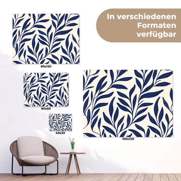 Bladeren - Klimop - Donkerblauw tuinposter los doek klein -Xsfeer9_DE
