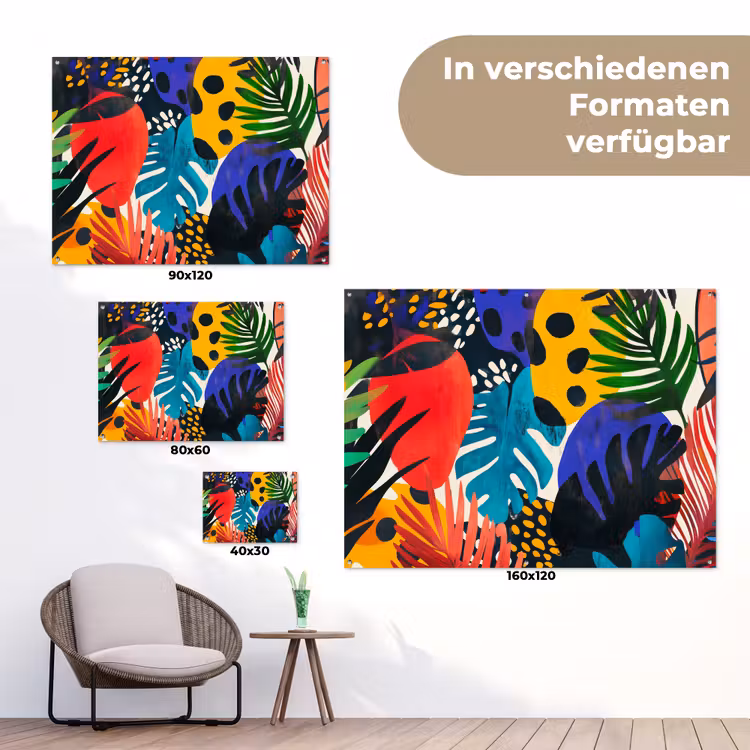 Bladeren - Vormen - Abstract - Kleurrijk tuinposter los doek klein -Xsfeer9_DE