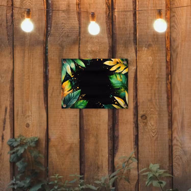 Bladeren - Groen - Geel - Verf - Jungle tuinposter los doek klein -sfeer1
