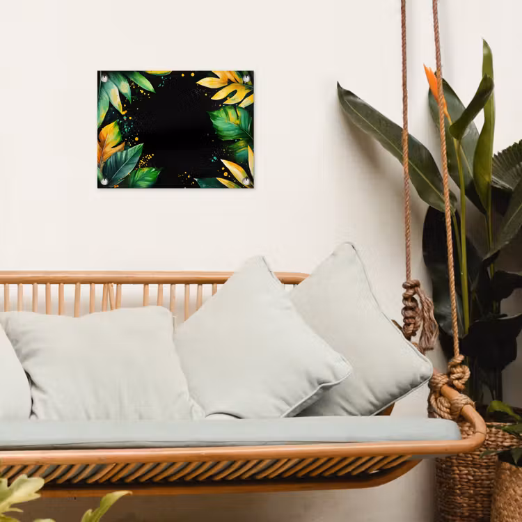 Bladeren - Groen - Geel - Verf - Jungle tuinposter los doek klein -sfeer7