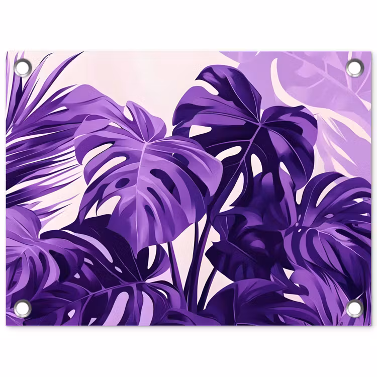 Bladeren - Paars - Tropisch - Abstract tuinposter los doek klein -3d
