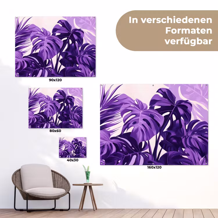 Bladeren - Paars - Tropisch - Abstract tuinposter los doek klein -Xsfeer9_DE