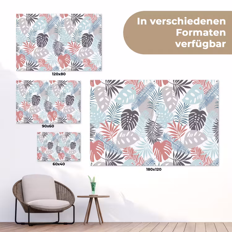 Bladeren - Tropical - Pastel - Jungle tuinposter los doek klein -Xsfeer9_DE