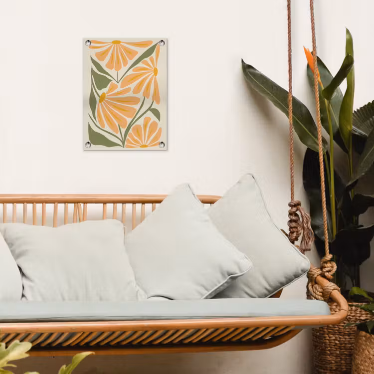 Blaadjes - Zachtoranje - Bloemen tuinposter los doek klein -sfeer7