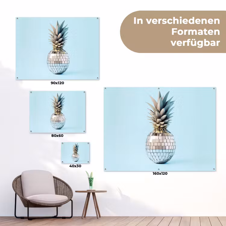 Blauw - Ananas - Disco - Discobal tuinposter los doek klein -Xsfeer9_DE