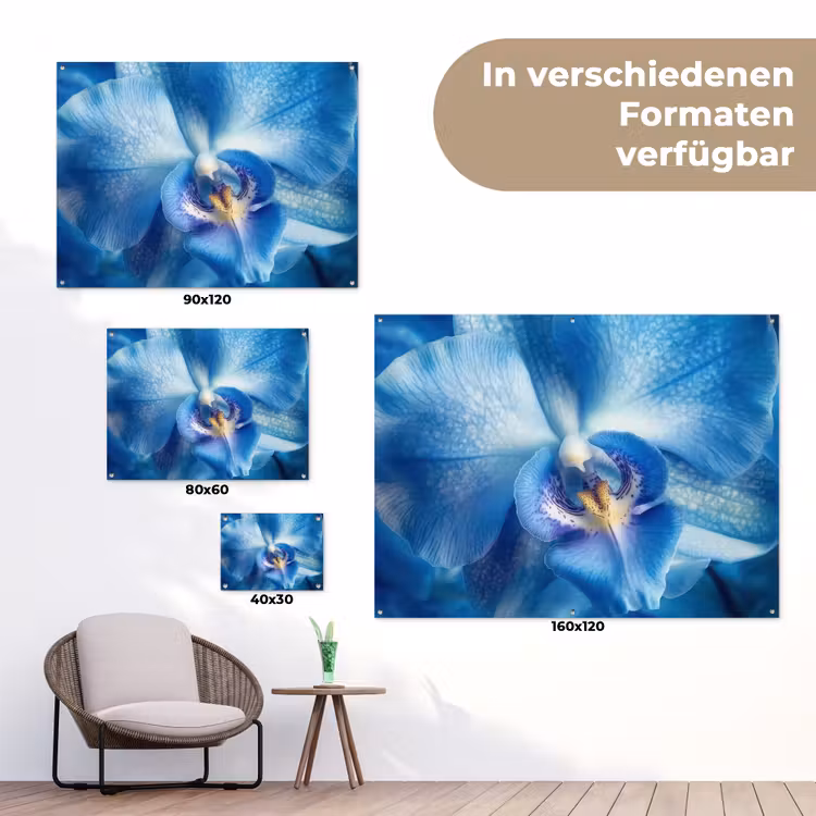 Blauw - Orchidee - Elegeant tuinposter los doek klein -Xsfeer9_DE
