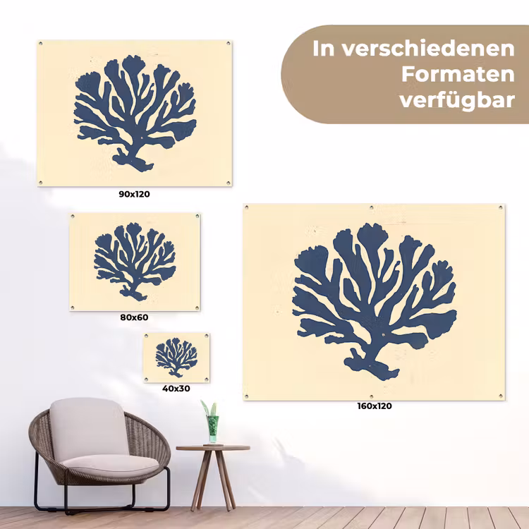 Blauw koraal - Vertakkingen - Beige tuinposter los doek klein -Xsfeer9_DE