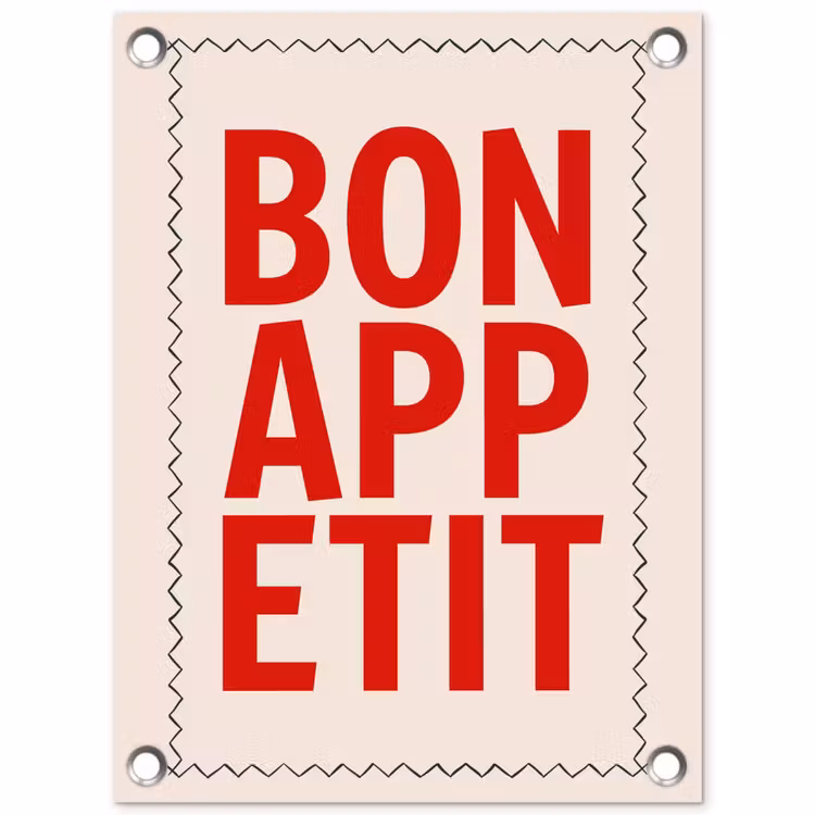 Blokletters - Rood - Kartelrand tuinposter los doek klein -3d