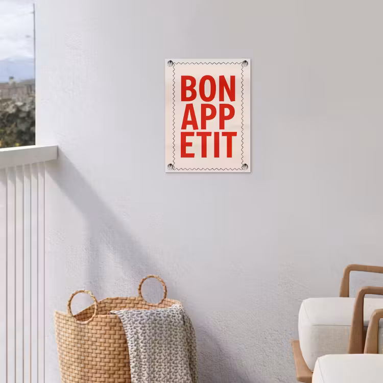 Blokletters - Rood - Kartelrand tuinposter los doek klein -sfeer8
