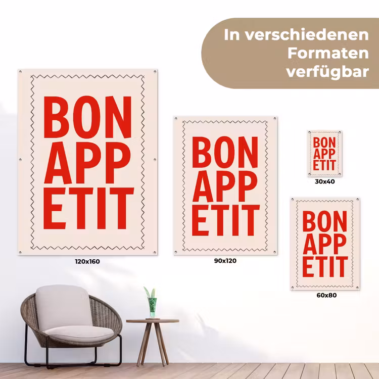 Blokletters - Rood - Kartelrand tuinposter los doek klein -Xsfeer9_DE
