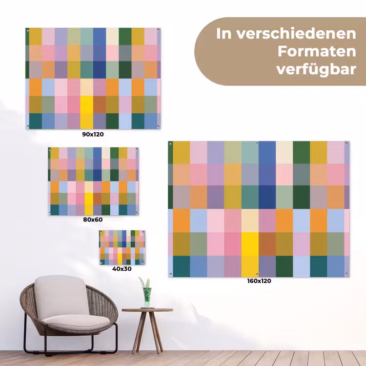 Blokken - Vierkant - Patroon - Gekleurd tuinposter los doek klein -Xsfeer9_DE