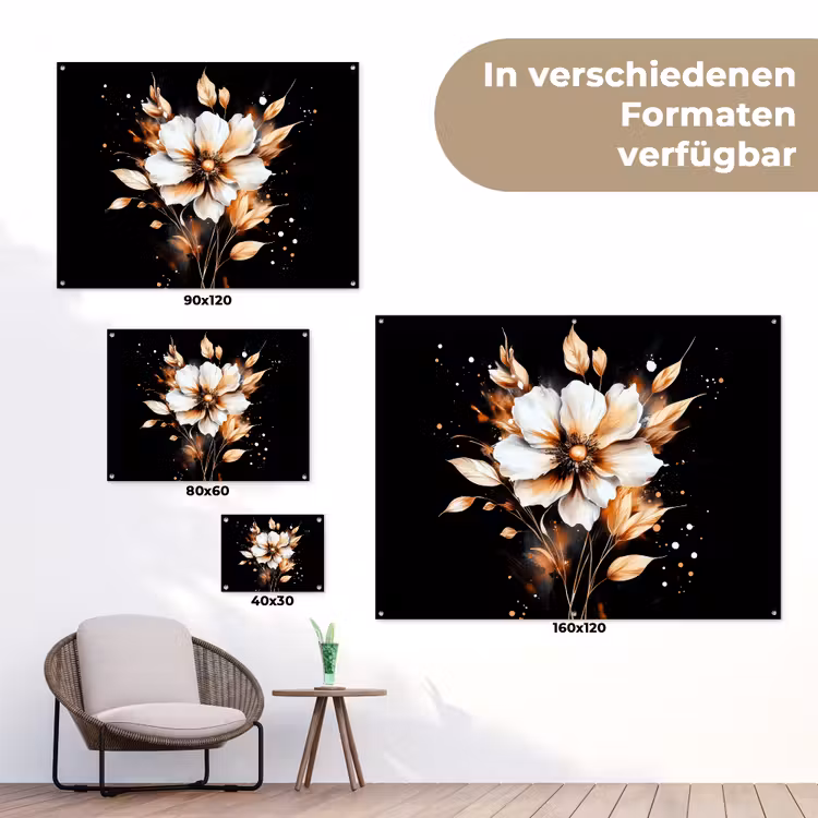 Bloem - Verf - Goud - Graffiti - Modern tuinposter los doek klein -Xsfeer9_DE