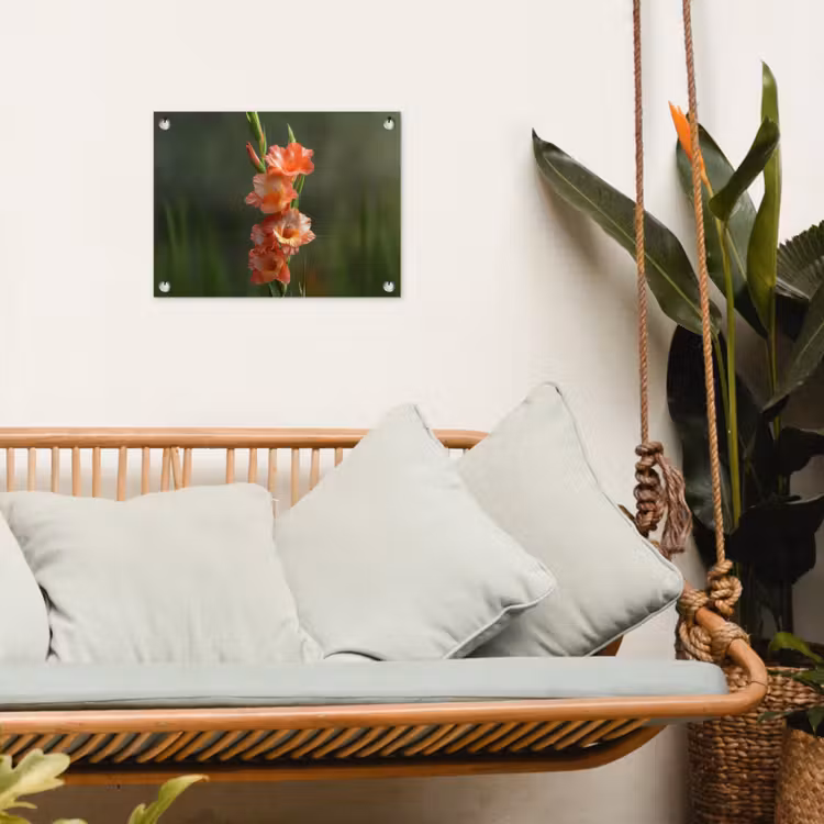 Bloem - Gladiolen - Zalmroze tuinposter los doek klein -sfeer7