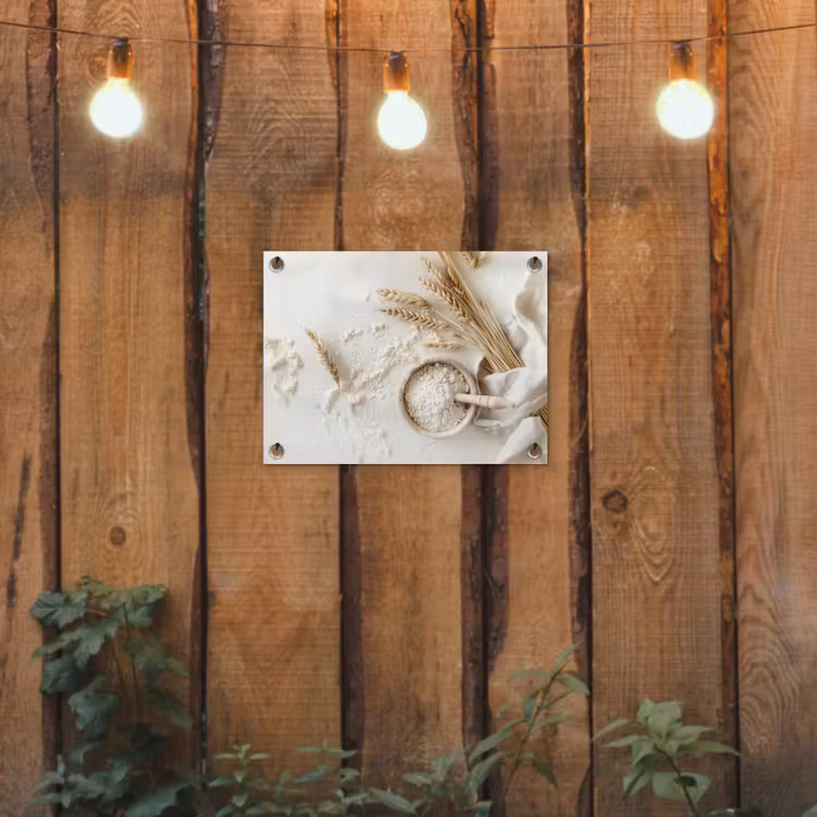 Bloem - Hout - Tarwe tuinposter los doek klein -sfeer1