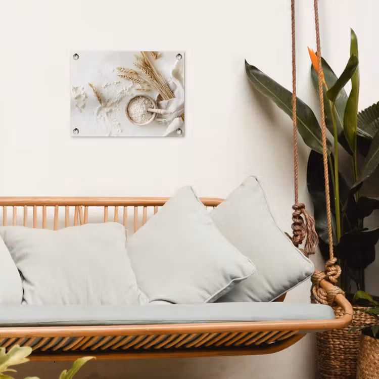 Bloem - Hout - Tarwe tuinposter los doek klein -sfeer7