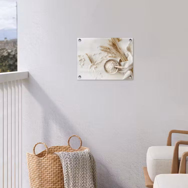 Bloem - Hout - Tarwe tuinposter los doek klein -sfeer8
