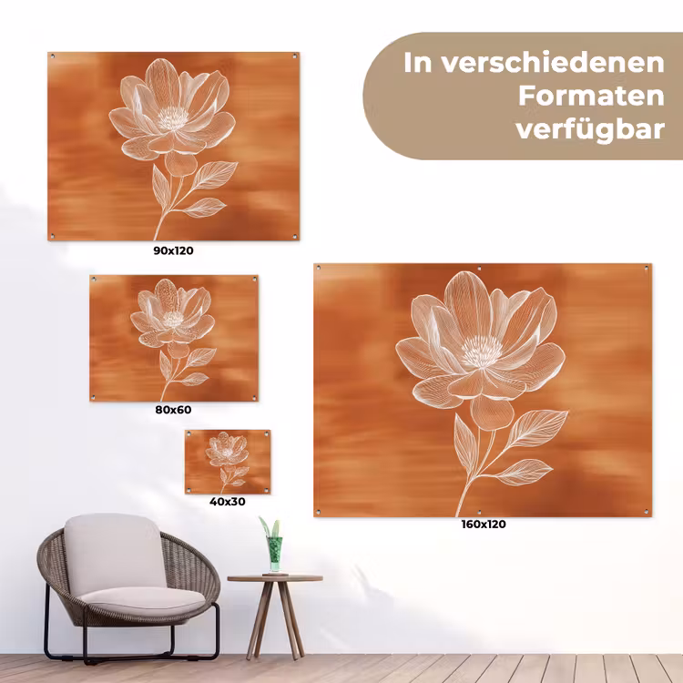 Bloem - Minimalistisch - Wit tuinposter los doek klein -Xsfeer9_DE