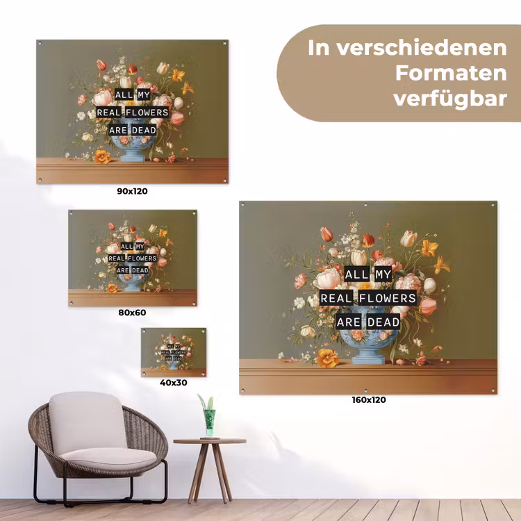 Bloem - Quote - Vintage - Art tuinposter los doek klein -Xsfeer9_DE