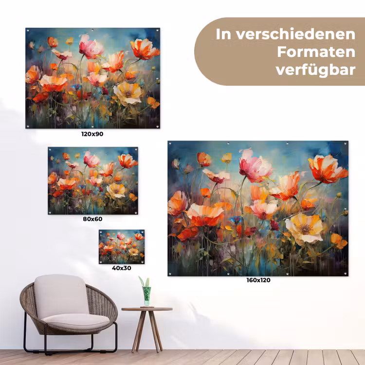 Bloemen - Watercolor - Kunst - Botanisch - Natuur tuinposter los doek klein -Xsfeer9_DE