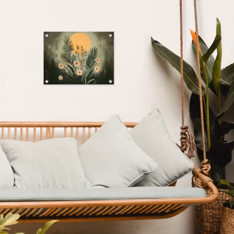 Bloemen - Bladeren - Zon - Groen tuinposter los doek klein -sfeer7