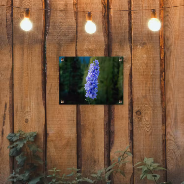 Bloemen - Blauw - Dennenboom tuinposter los doek klein -sfeer1