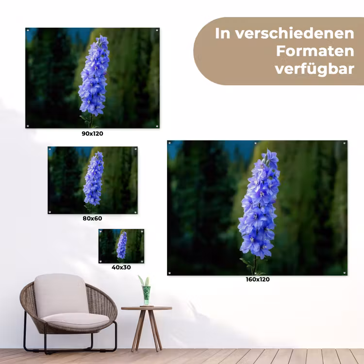 Bloemen - Blauw - Dennenboom tuinposter los doek klein -Xsfeer9_DE