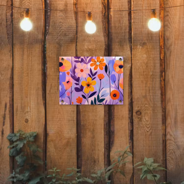 Bloemen - Kleurrijk - Bladeren tuinposter los doek klein -sfeer1