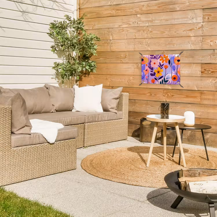 Bloemen - Kleurrijk - Bladeren tuinposter los doek klein -sfeer4
