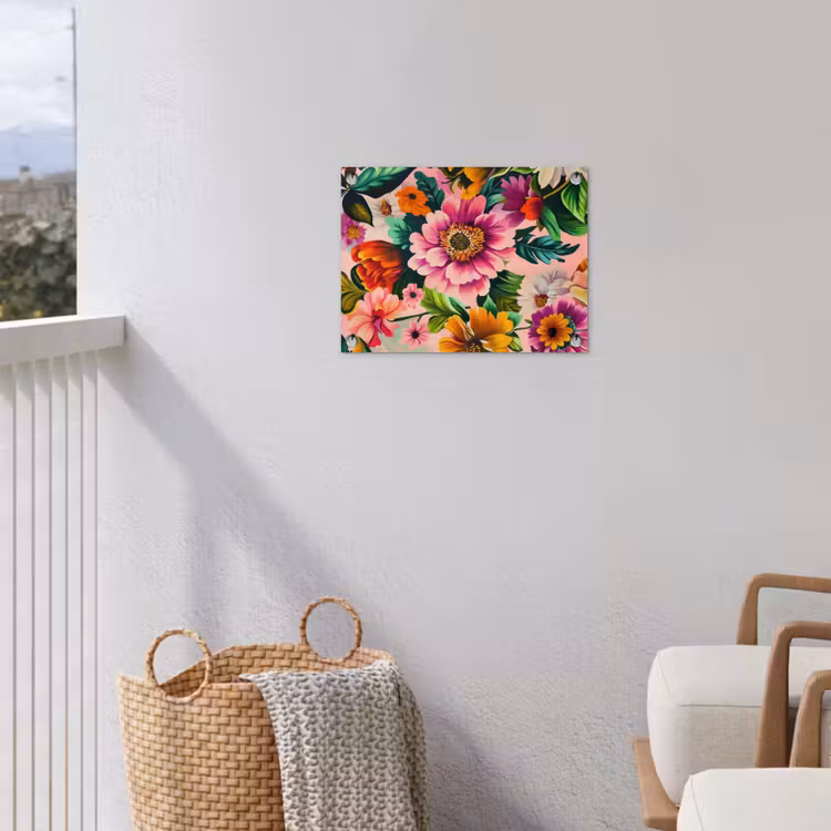 Bloemen - Kleurrijk - Roze tuinposter los doek klein -sfeer8