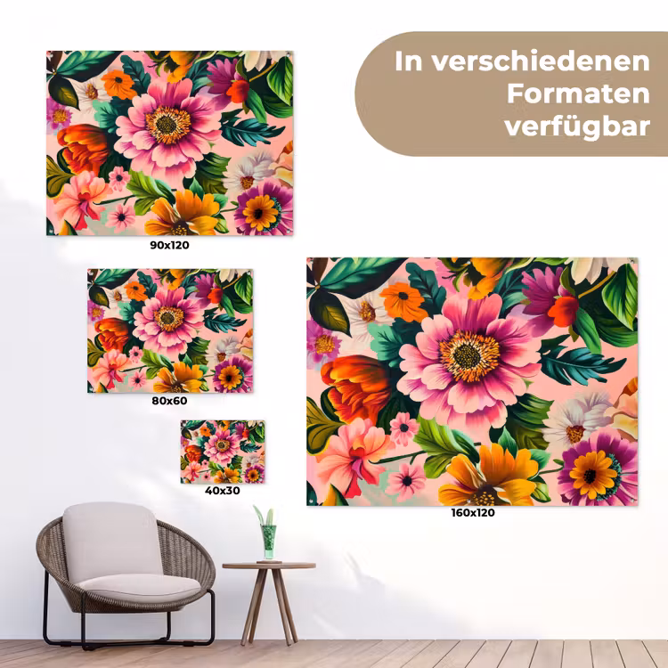 Bloemen - Kleurrijk - Roze tuinposter los doek klein -Xsfeer9_DE