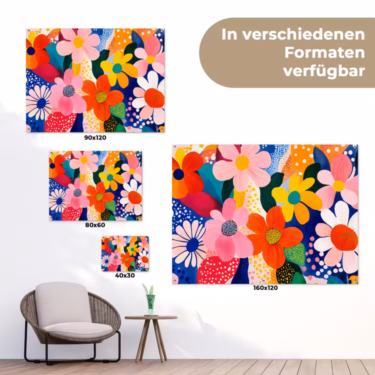 Bloemen - Kleurrijk - Stippen tuinposter los doek klein -Xsfeer9_DE