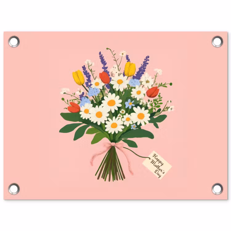 Bloemen - Lint - Kaartje tuinposter los doek klein -3d