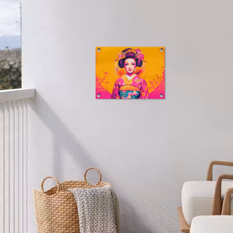 Bloemen - Vrouw - Kimono - Roze tuinposter los doek klein -sfeer8