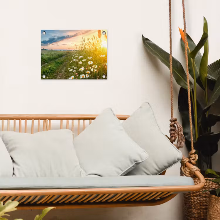 Bloemen - Madelief - Natuur - Zon - Horizon tuinposter los doek klein -sfeer7