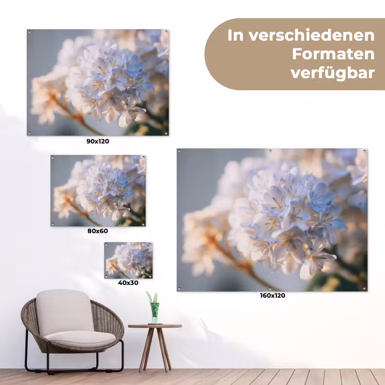 Bloemen - Lichtblauw - Wazig - Trosje tuinposter los doek klein -Xsfeer9_DE