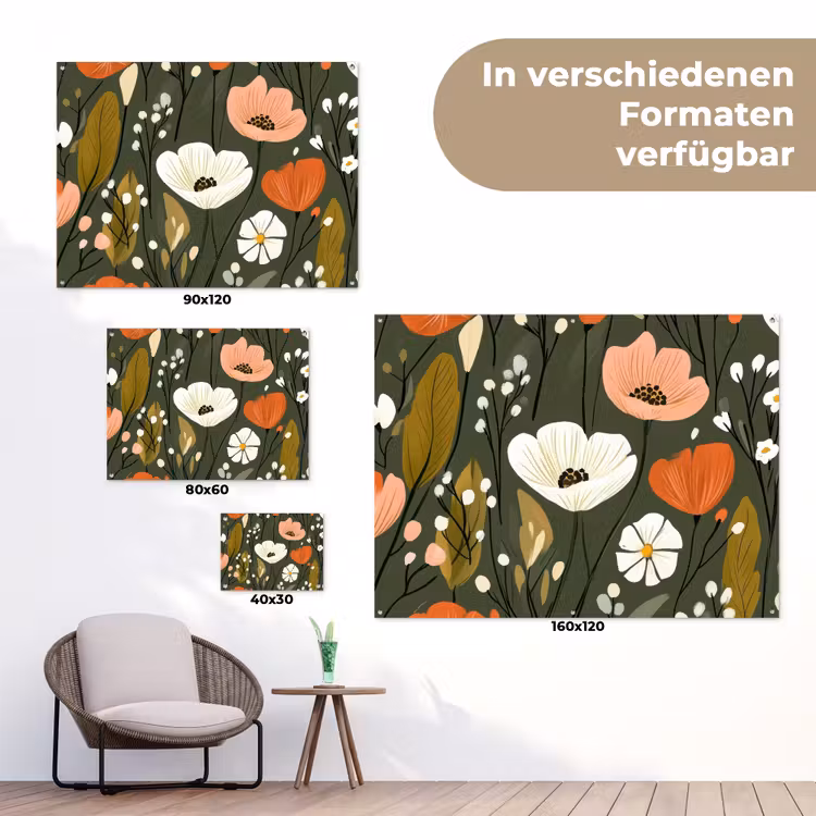 Bloemen - Illustratie - Groen tuinposter los doek klein -Xsfeer9_DE
