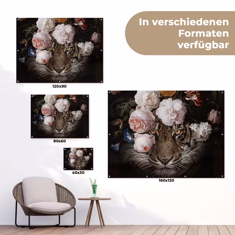 Bloemen - Jan Davidsz de Heem - Tijger - Schilderij - Stilleven - Oude meesters tuinposter los doek klein -Xsfeer9_DE
