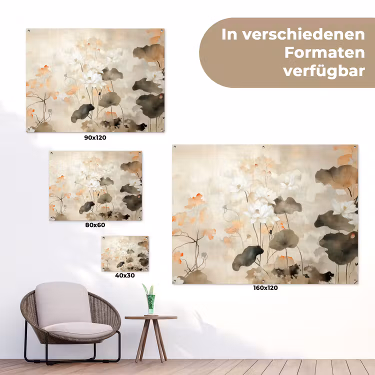 Bloemen - Japandi - Wabi sabi tuinposter los doek klein -Xsfeer9_DE