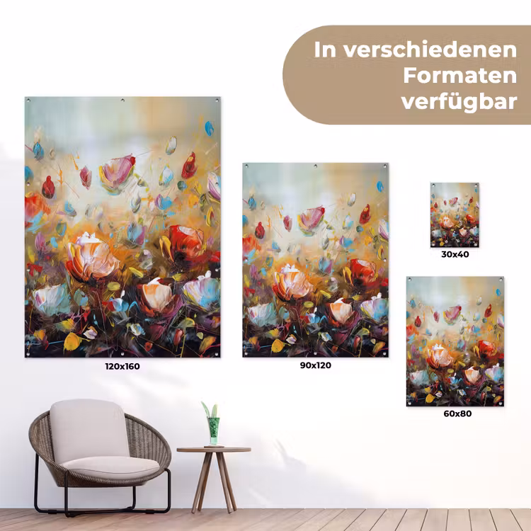 Bloemen - Kunst - Natuur - Olieverf tuinposter los doek klein -Xsfeer9_DE