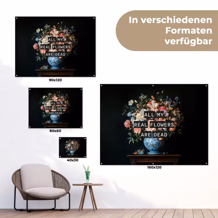 Bloemen - Art - Pastel - Quotes tuinposter los doek klein -Xsfeer9_DE
