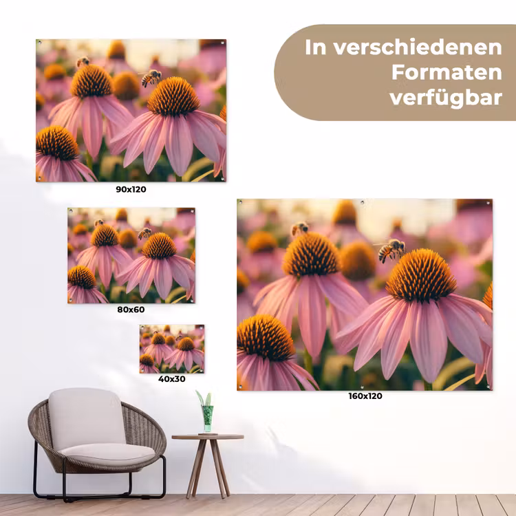 Bloemen - Paars - Bijen tuinposter los doek klein -Xsfeer9_DE