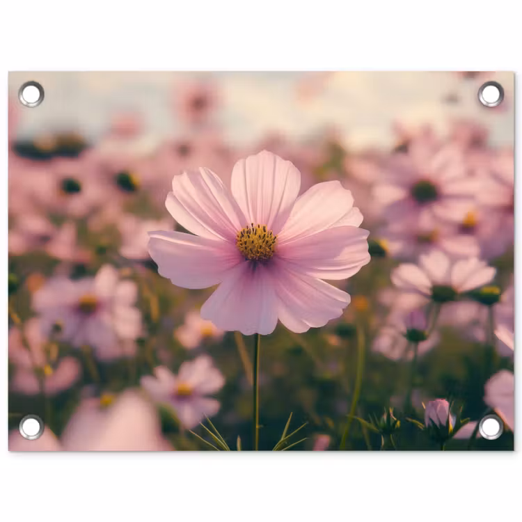 Bloemen - Paars - Wazig tuinposter los doek klein -3d