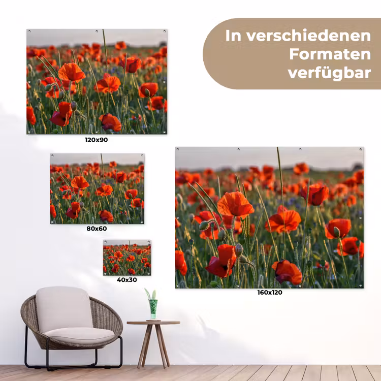 Bloemen - Klaprozen - Natuur - Rood tuinposter los doek klein -Xsfeer9_DE