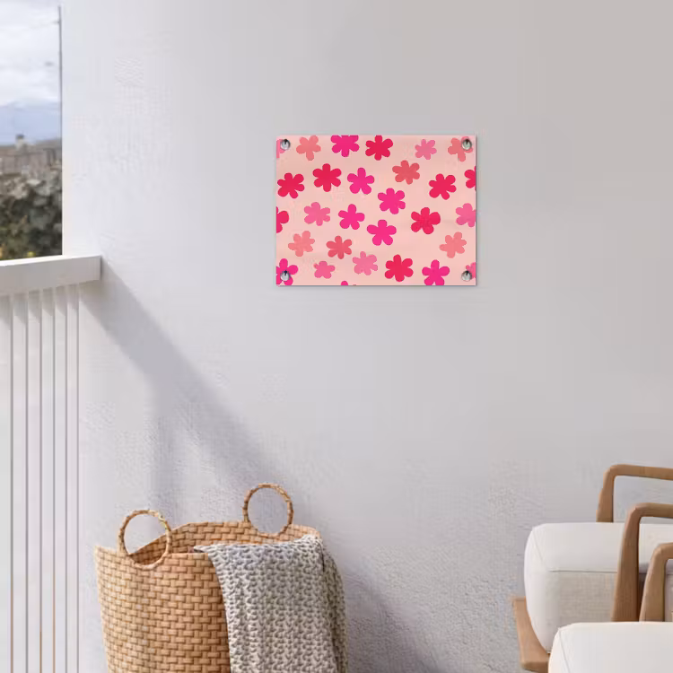 Bloemen - Patroon - Roze tuinposter los doek klein -sfeer8