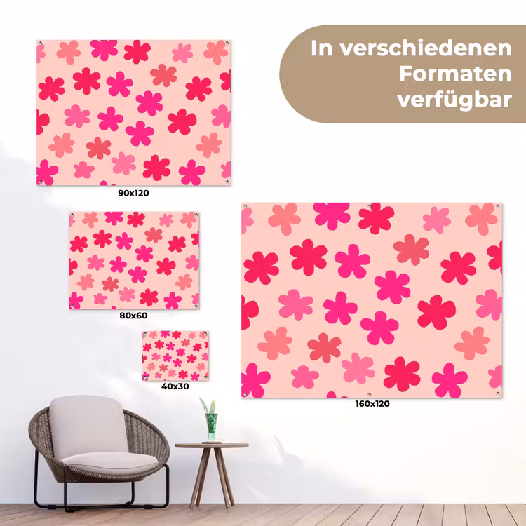 Bloemen - Patroon - Roze tuinposter los doek klein -Xsfeer9_DE